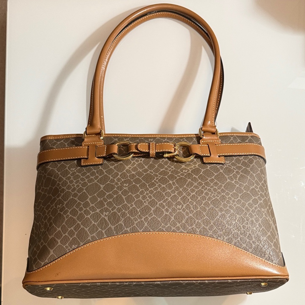 Pre-Loved Elegant Nina Ricci Brown Patterned Handbag EUC